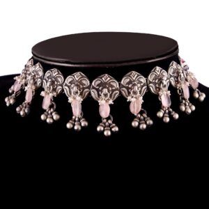 Silver Gold Plated, Black Thread, Ghungroo with Neckpiece
