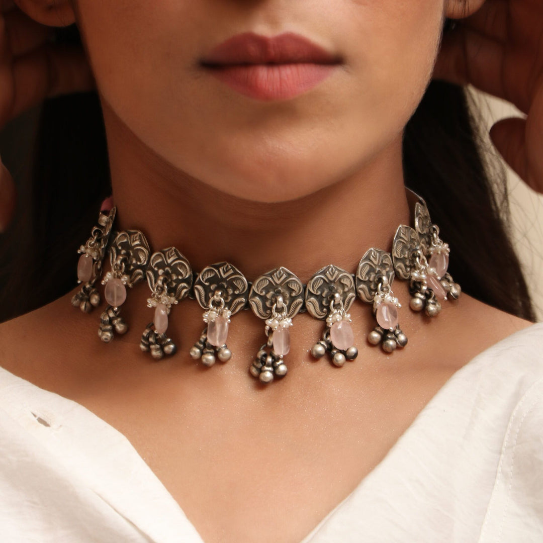 Silver Gold Plated, Black Thread, Ghungroo with Neckpiece
