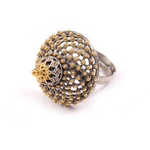 Silver Gold Plated, Temple Jewellery, Statement Rawa Ring