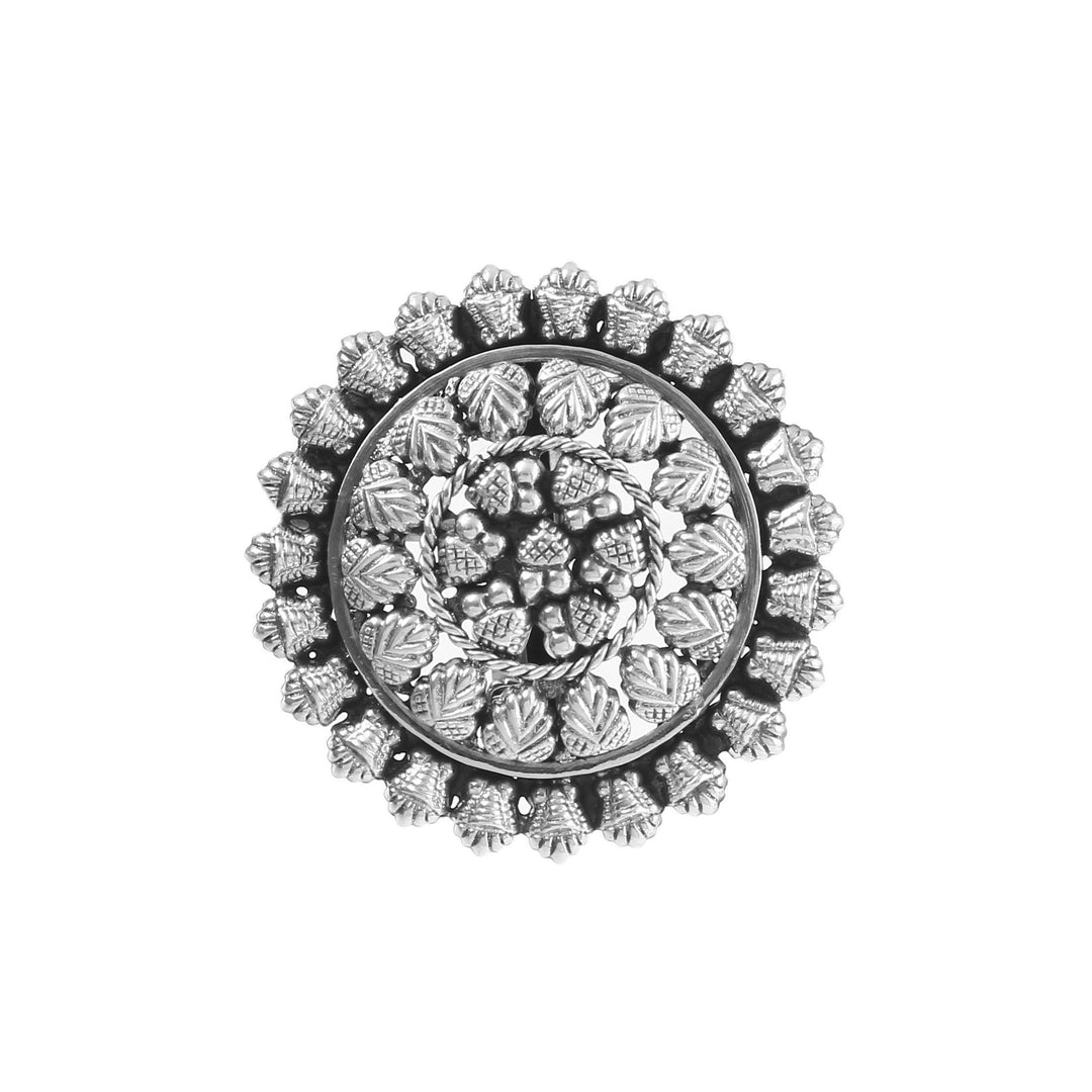 Silver Statement Floral Adjustable Ring