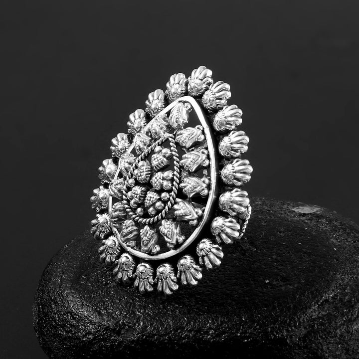 Silver Tear-Drop Statement Rawa Ring