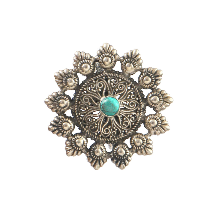 Silver Oxidized Floral Adjustable Ring