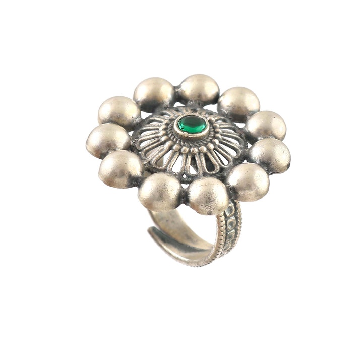 Silver Adorable Floral Adjustable Ring