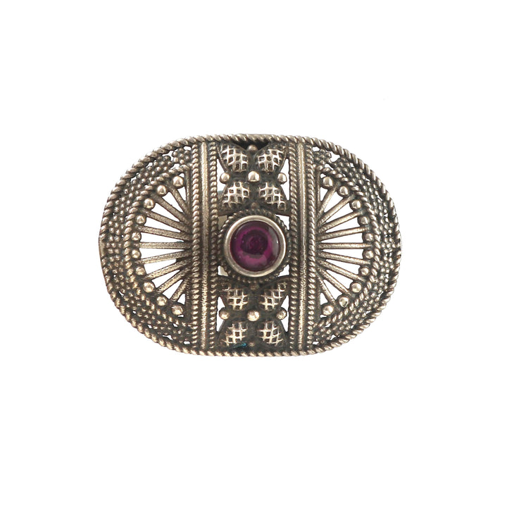 Silver Antique Oxidized Adjustable Ring