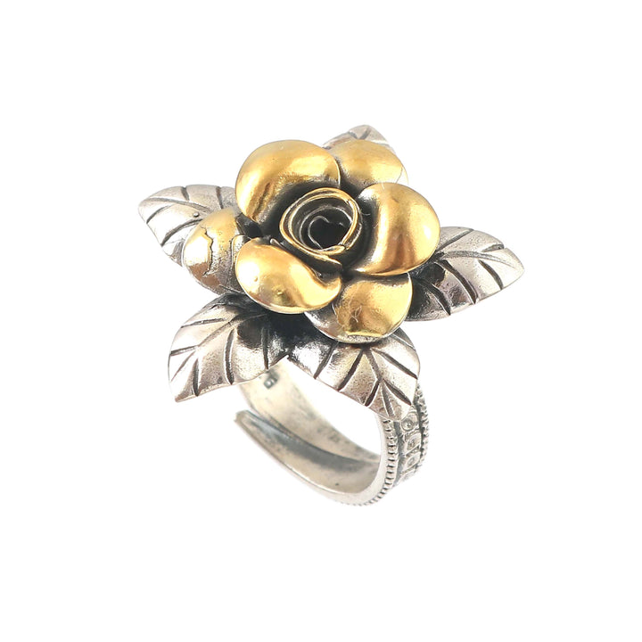Silver Adorable Floral Dual Tone Adjustable Ring