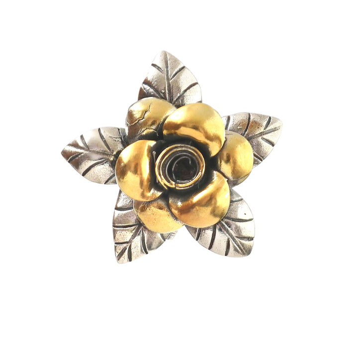 Silver Adorable Floral Dual Tone Adjustable Ring