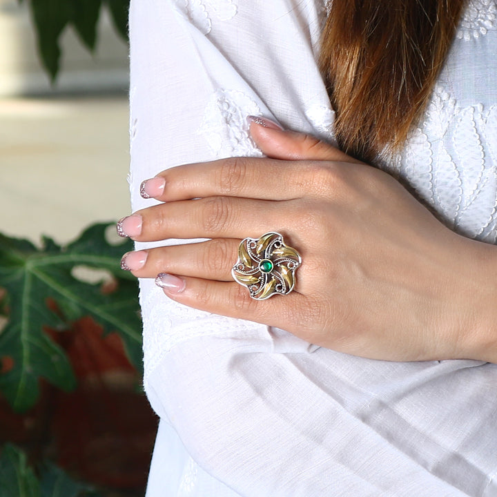 Silver Beautiful Dual Tone Adjustable Ring