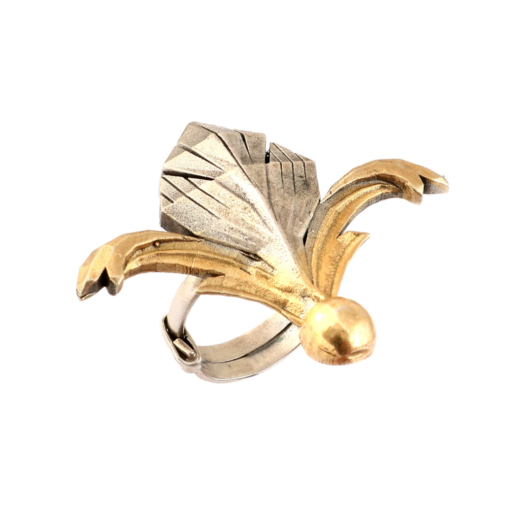 Dual Tone Silver Adjustable Ring