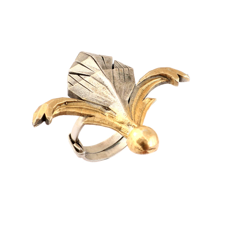 Dual Tone Silver Adjustable Ring