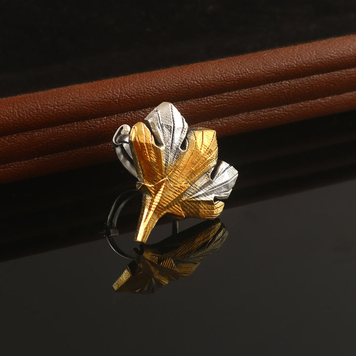 Dual Tone Silver Enamel Adjustable Ring