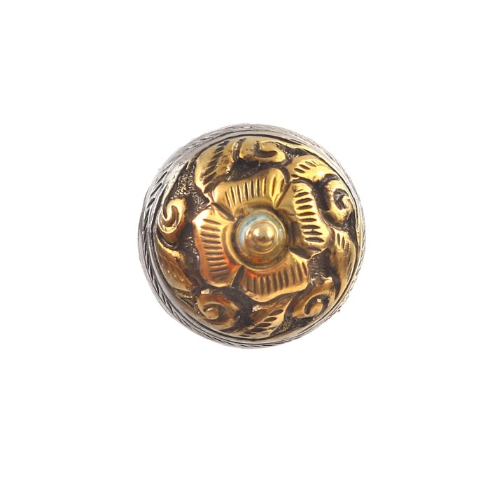 Dual Tone Silver Chitai Floral Ring