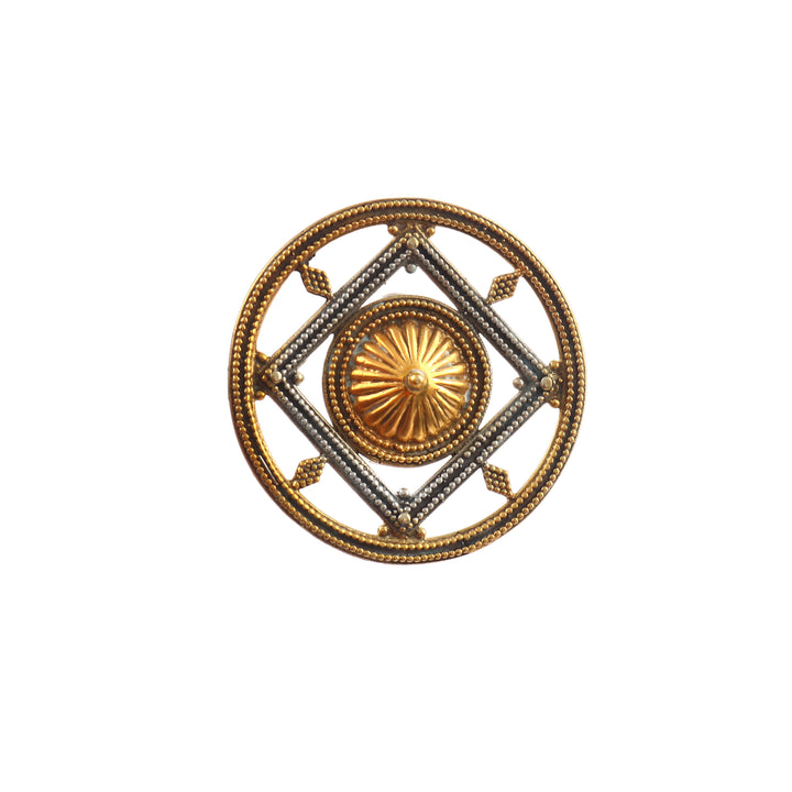 Dual Tone Silver Enamel Adjustable Ring