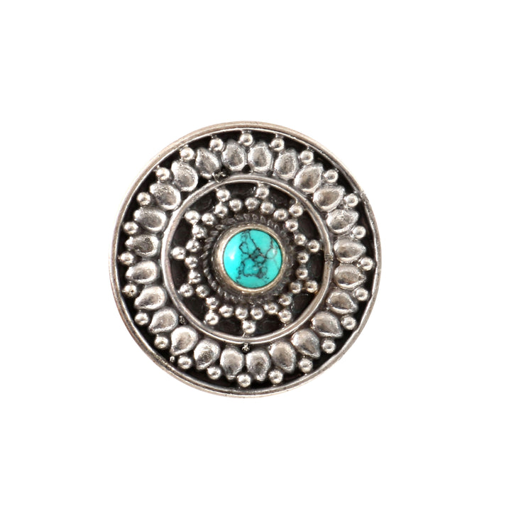 Silver Oxidized Firoza Adjustable Ring