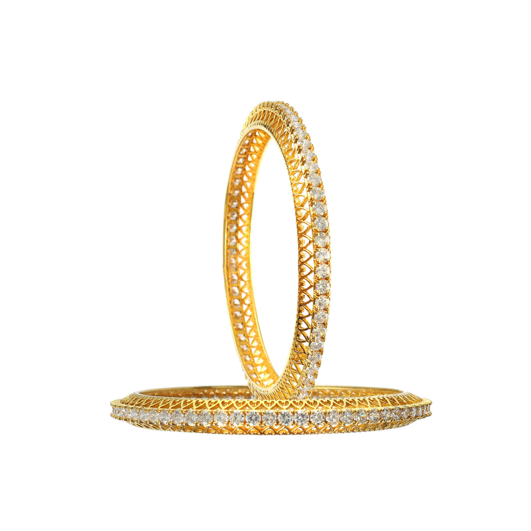 Beautiful Gold-Plated Silver Zircon Stone Bangle