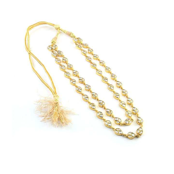 Gold-Plated Silver Teardrop Design Kundan-Jadau Necklace