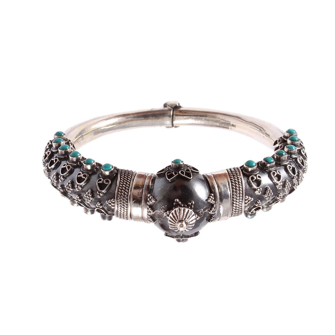 Silver Floral Design Statement Openable Bangle