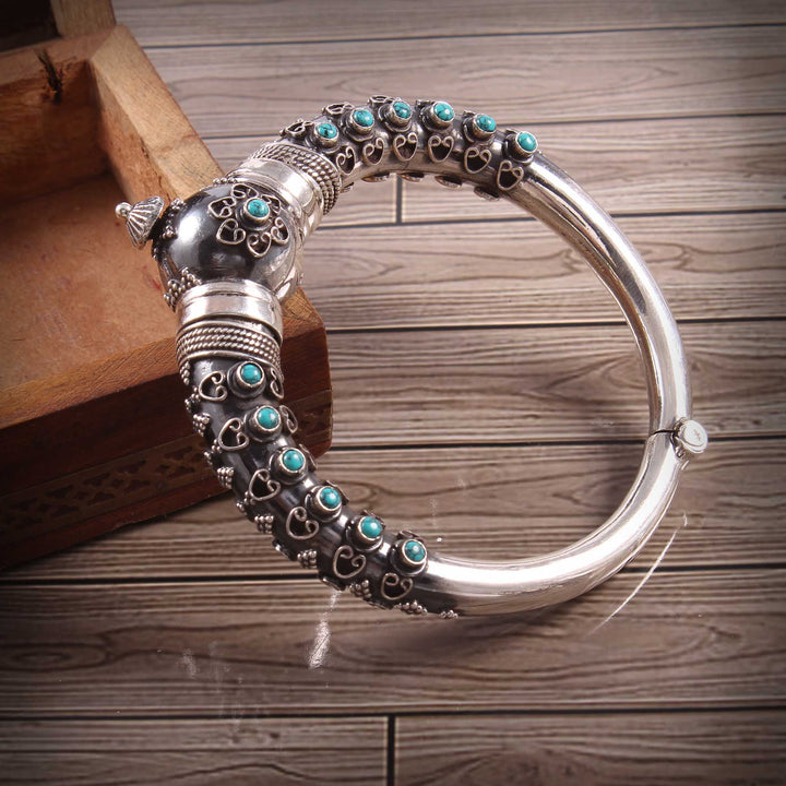 Silver Floral Design Statement Openable Bangle