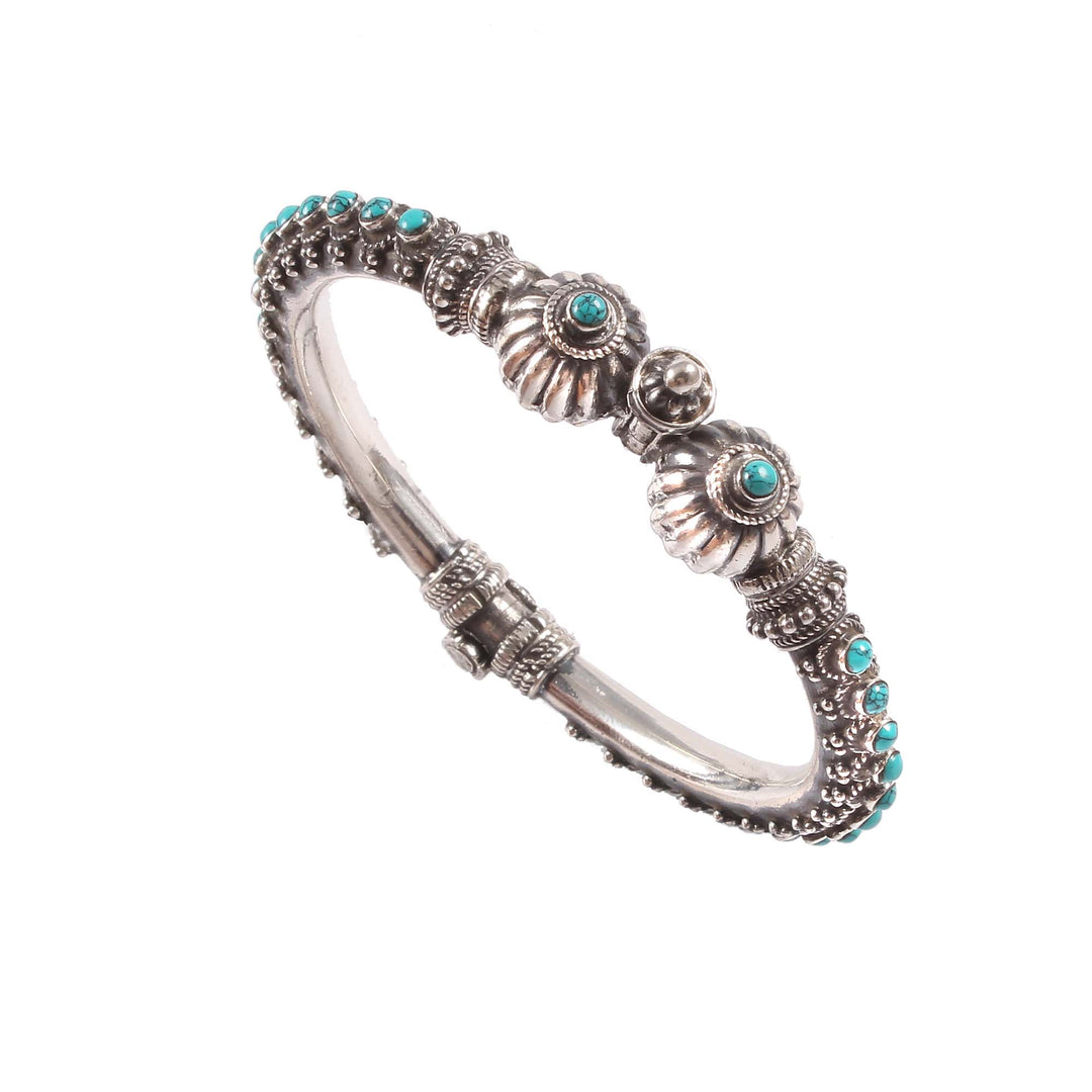 Silver Turquoise Eye Design Openable Unique Bangle