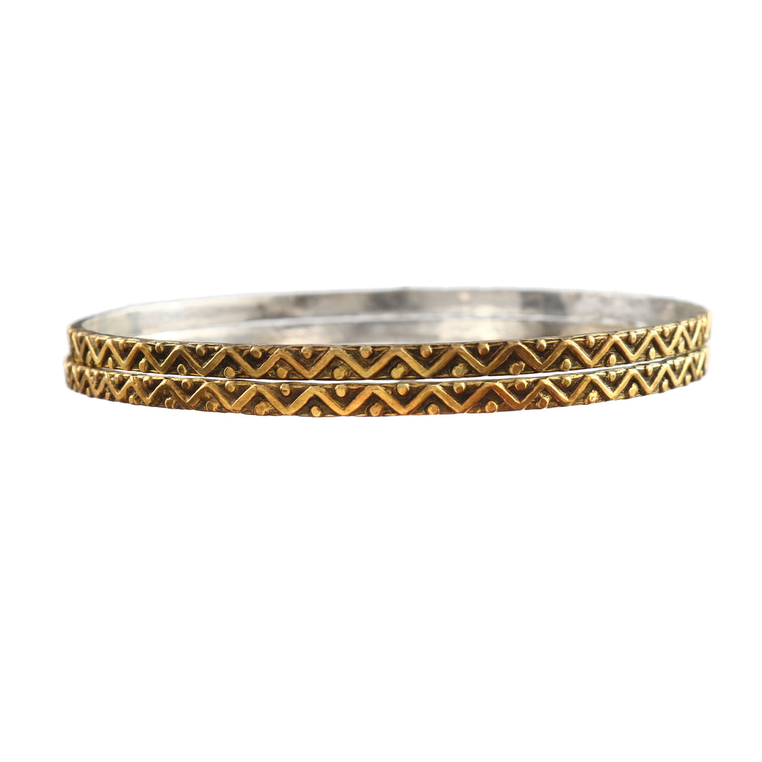 Gold Plated Silver, Oxidized Rawa Bangle