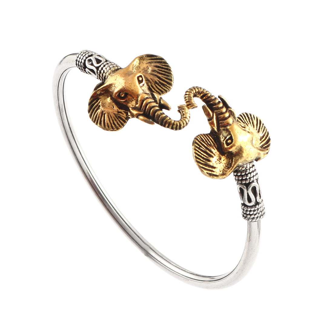 Gold Plated Silver, Unique Elephant Twister Bangle