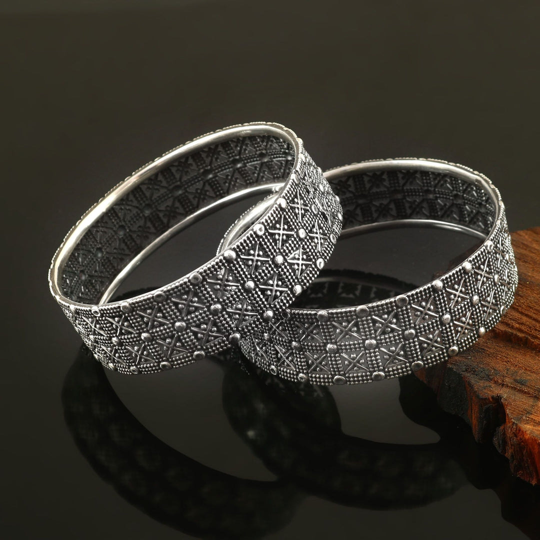 Silver Oxidized Antique Classic Bangle