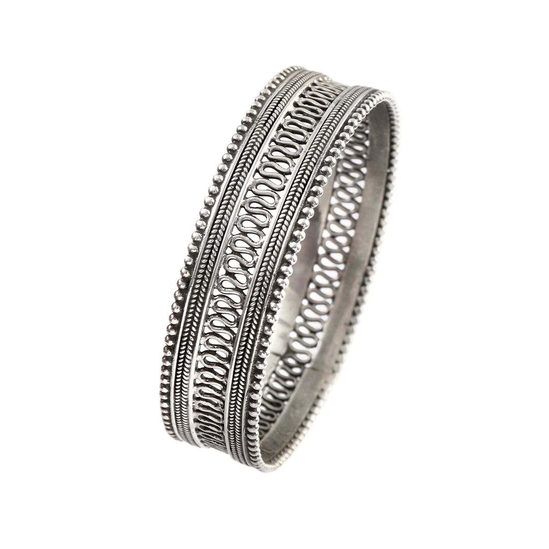 Silver Classic Oxidized Rawa Kada Bangle