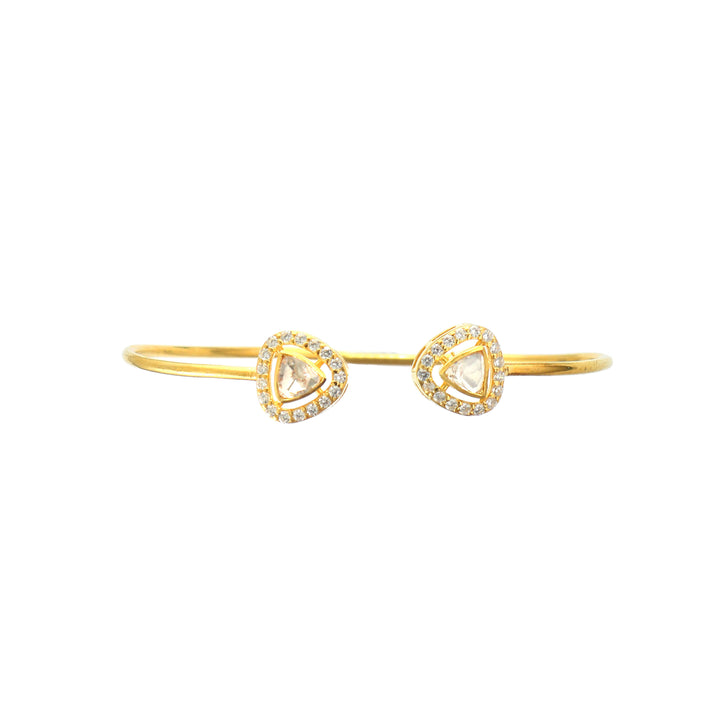 Beautiful Gold-Plated Silver Moissanite Bangle in Triangle Shape