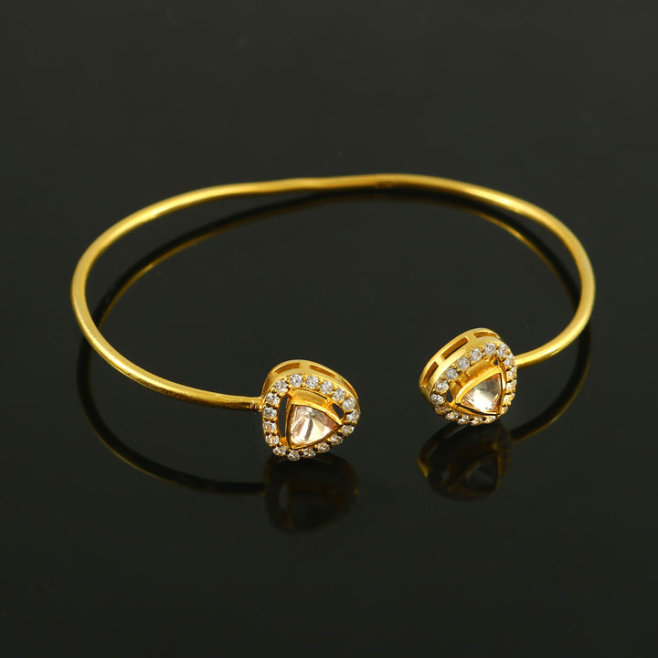 Beautiful Gold-Plated Silver Moissanite Bangle in Triangle Shape