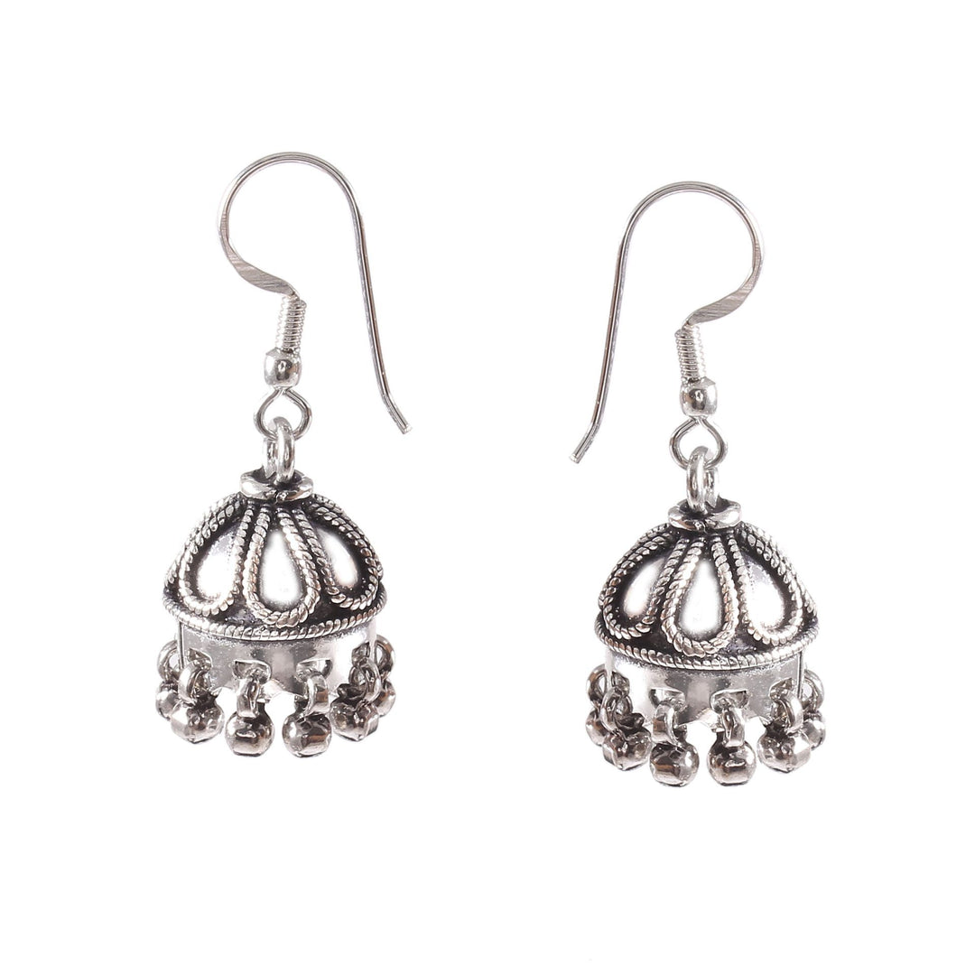 Silver Tear-Drop Design Drop Earrings