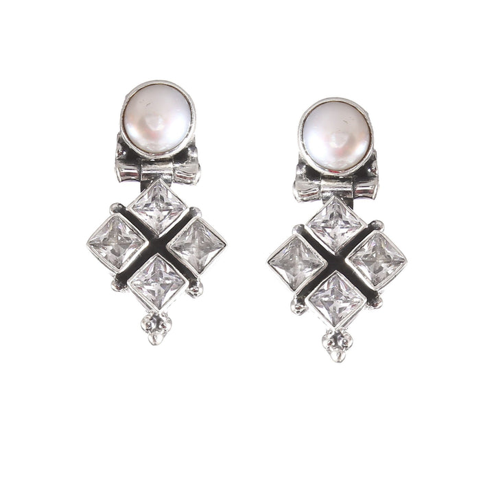 Beautiful Pearl & Zircon Stone Ear Studs