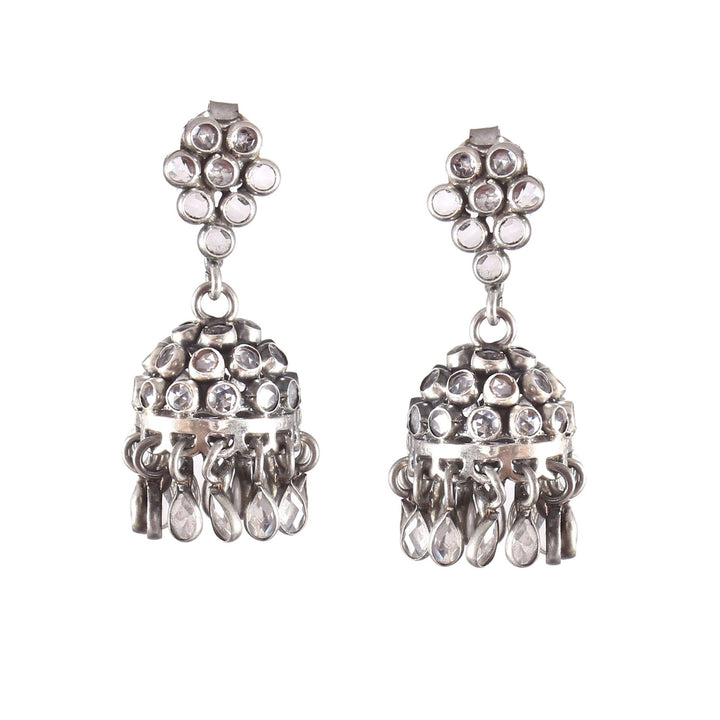 Adorable Checker Stone Stud Jhumki Earrings