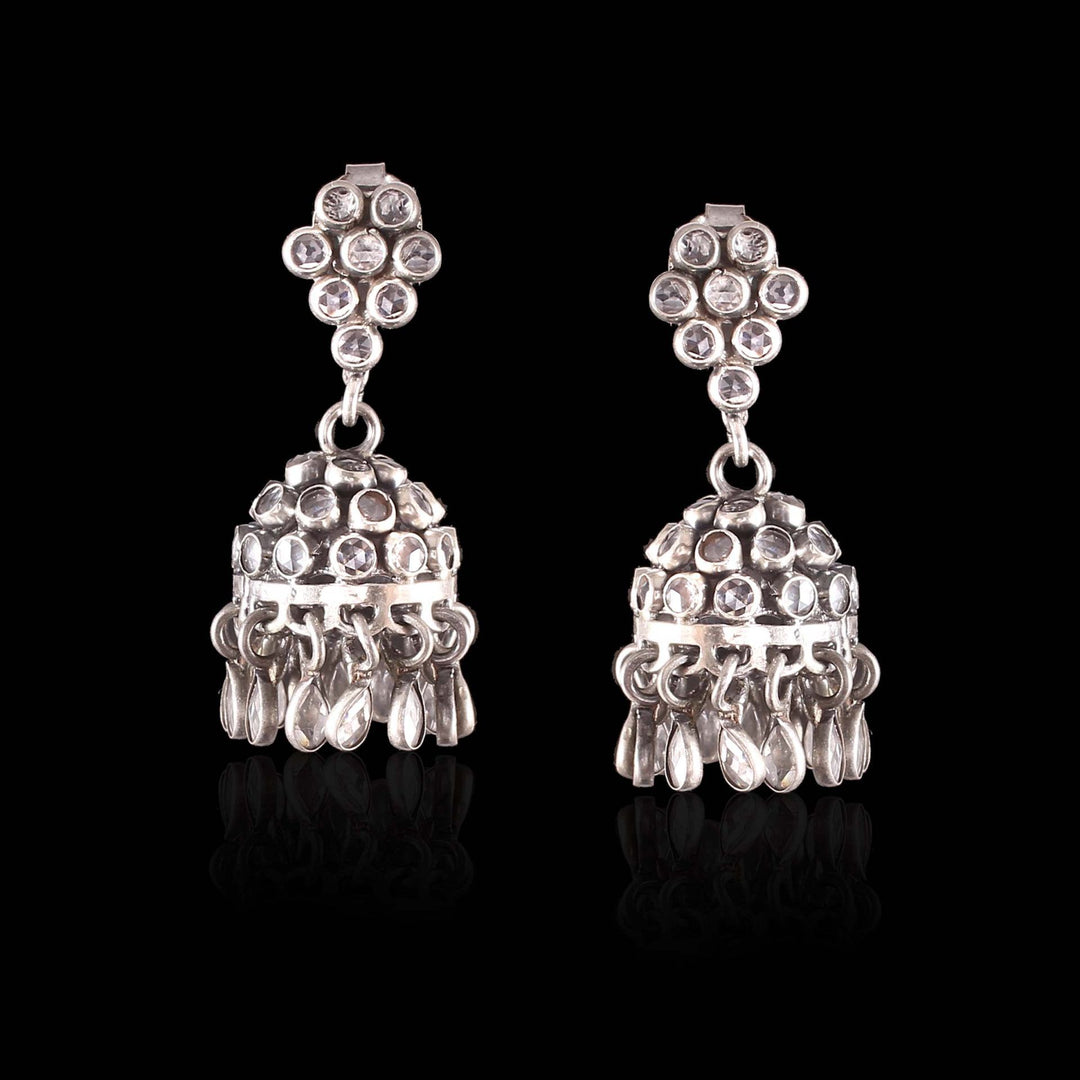 Adorable Checker Stone Stud Jhumki Earrings