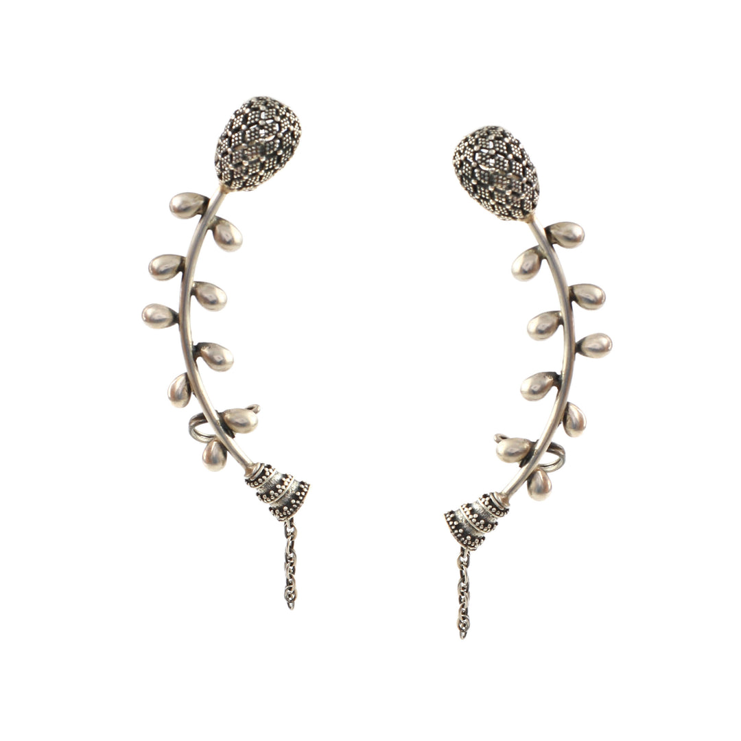 Silver Adorable Leafs Stud Ear-Cuffs