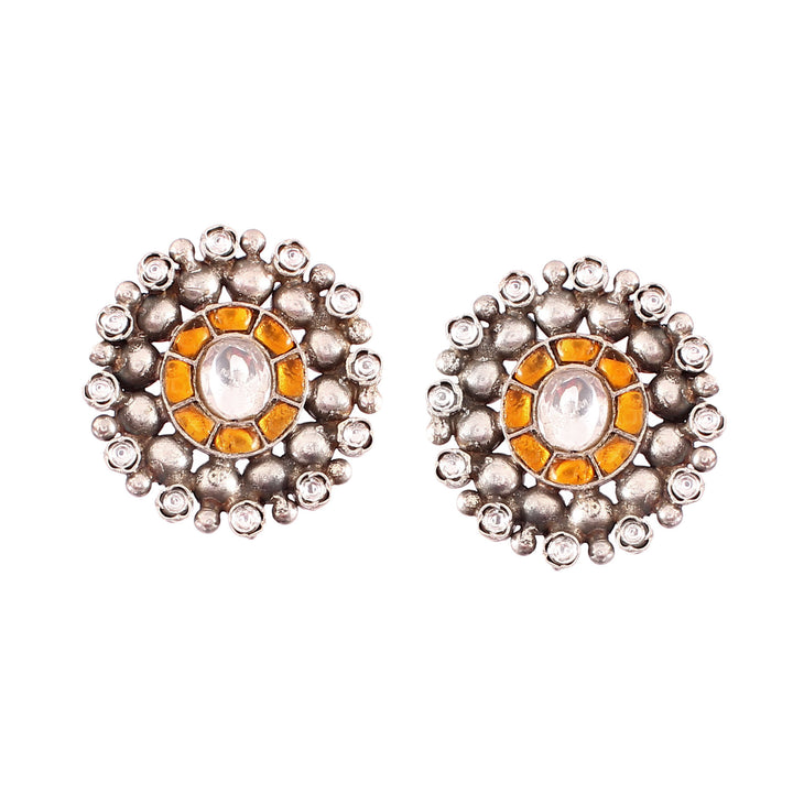 Silver Floral Adorable Rawa Stud Earrings