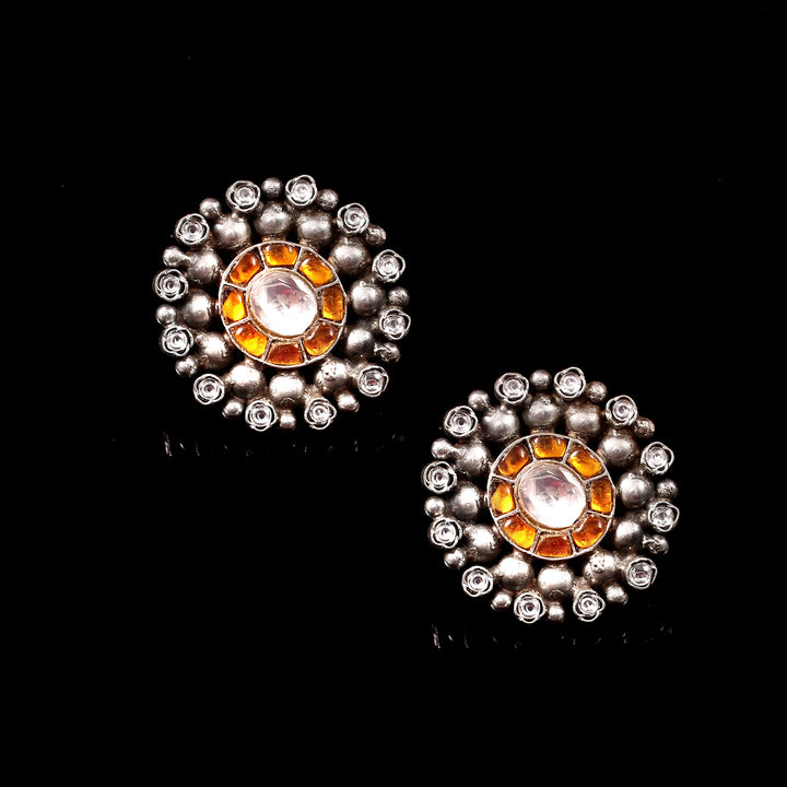 Silver Floral Adorable Rawa Stud Earrings