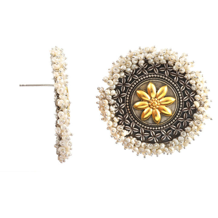 Gold Plated Silver, Sun-Floral Adorable Stud Earrings