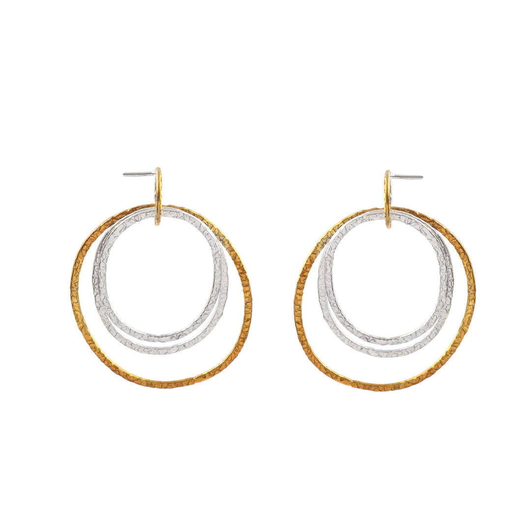 Silver Dual Tone Round Circle Adorable Earrings