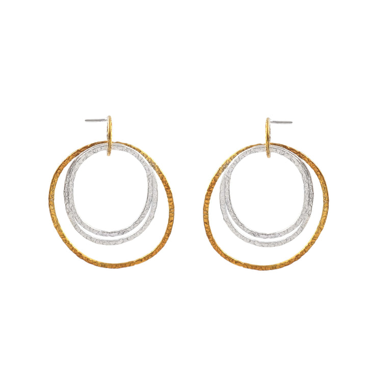 Silver Dual Tone Round Circle Adorable Earrings