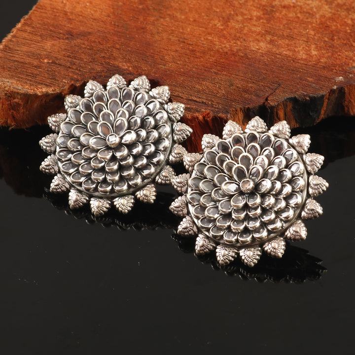 Silver Adorable Floral Stud Earrings