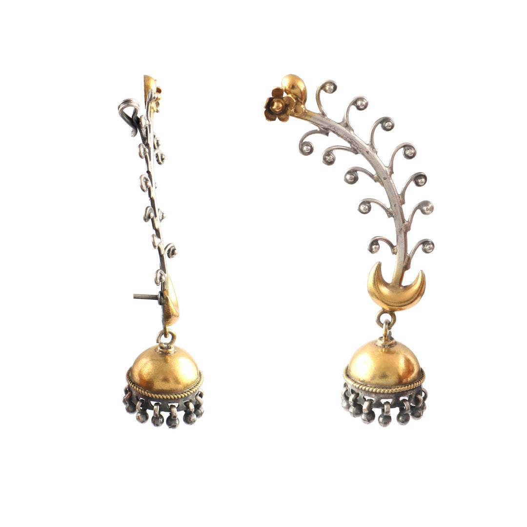 Dual Tone Silver Adorable Stud Jhumki
