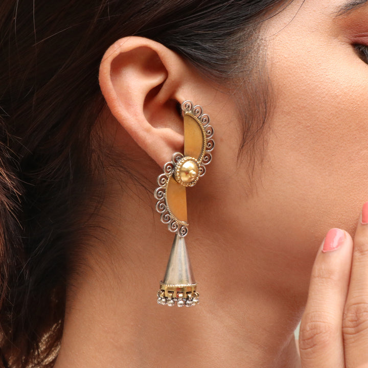 Gold Plated Silver Antique Stud Jhumki