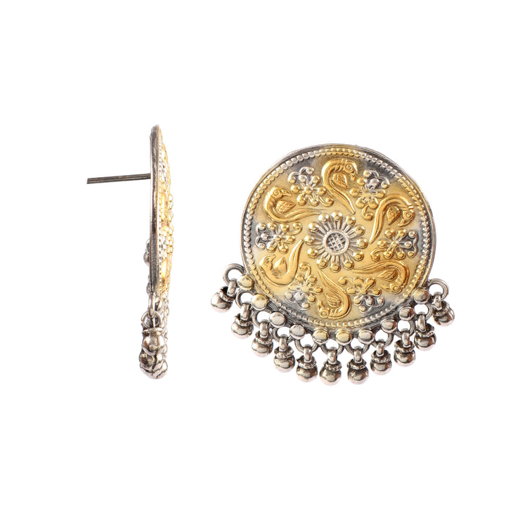 Gold Plated Silver Floral Ghungroo Ear Studs
