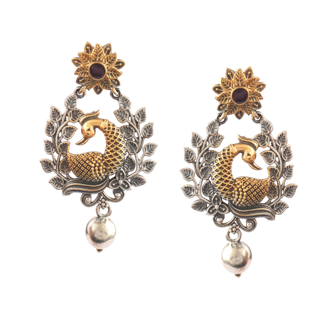 Gold Plated Silver Peacock Adorable Ear Studs