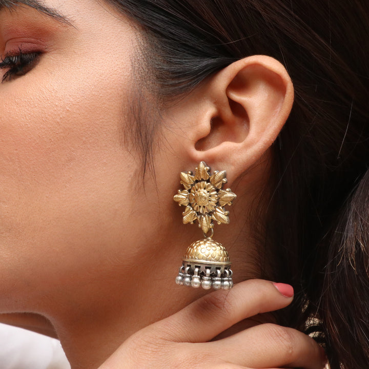Gold Plated Silver Floral Jhumki
