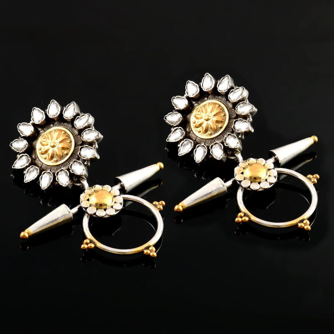 Floral Gold-Plated Silver, Stud Earrings
