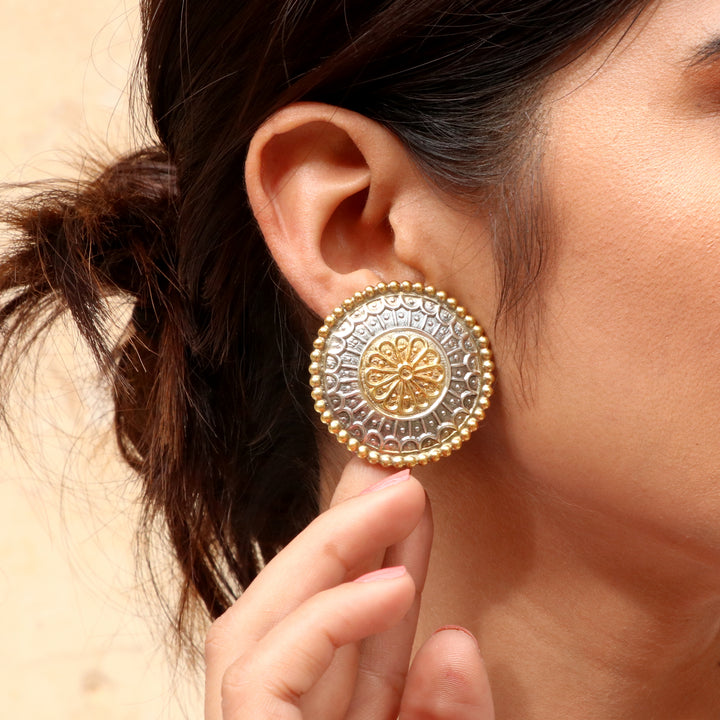 Gold Plated Silver Floral Ear Studs