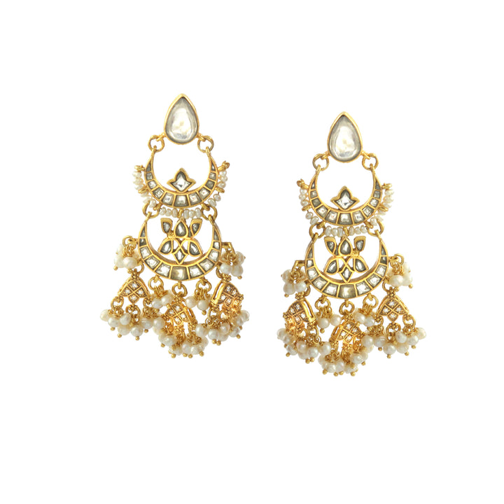 Beautiful Gold-Plated Silver Chand-Bali Stud Earrings