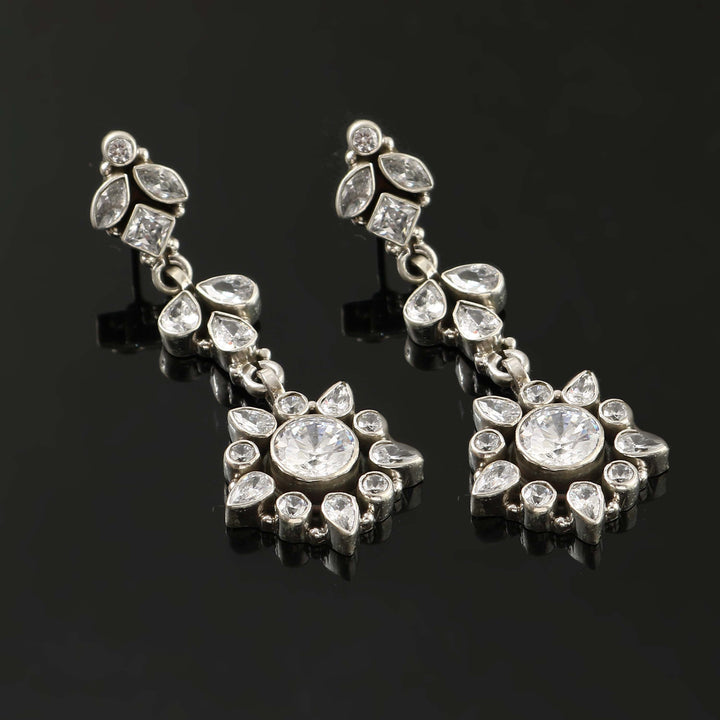 Silver Zircon Stone Stud Earrings