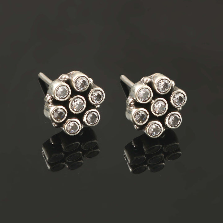 Silver Beautiful Floral Ear Studs