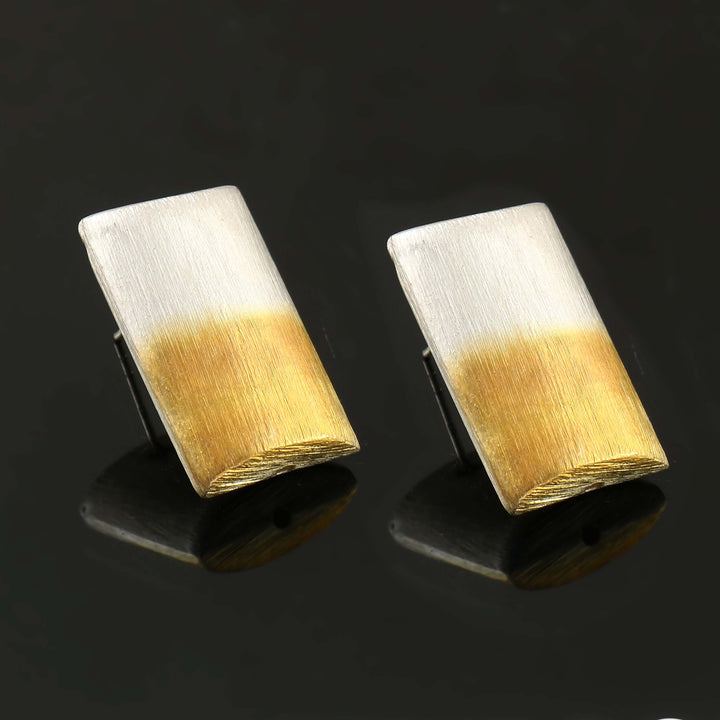 Silver Adorable Dual Tone Stud Earrings